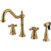 Thumbnail for Kingston Brass KS1792AXBS Widespread Kitchen Faucet, Polished Brass - BNGBath