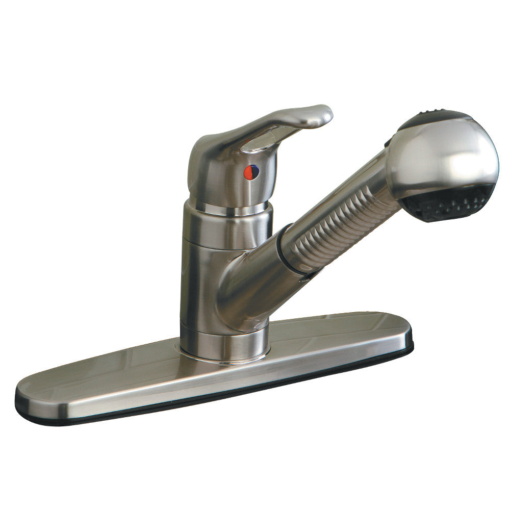 Kingston Brass KB708SP Single-Handle Pull-Out Kitchen Faucet, Brushed Nickel - BNGBath