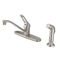 Thumbnail for Kingston Brass KB562SNSP Wyndham Single-Handle Centerset Kitchen Faucet, Brushed Nickel - BNGBath