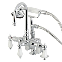 Thumbnail for Kingston Brass CC616T1 Vintage Clawfoot Tub Faucet with Hand Shower, Polished Chrome - BNGBath
