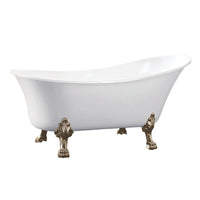 Thumbnail for Aqua Eden VTND512824C8 51-Inch Acrylic Single Slipper Clawfoot Tub (No Faucet Drillings), White/Brushed Nickel - BNGBath