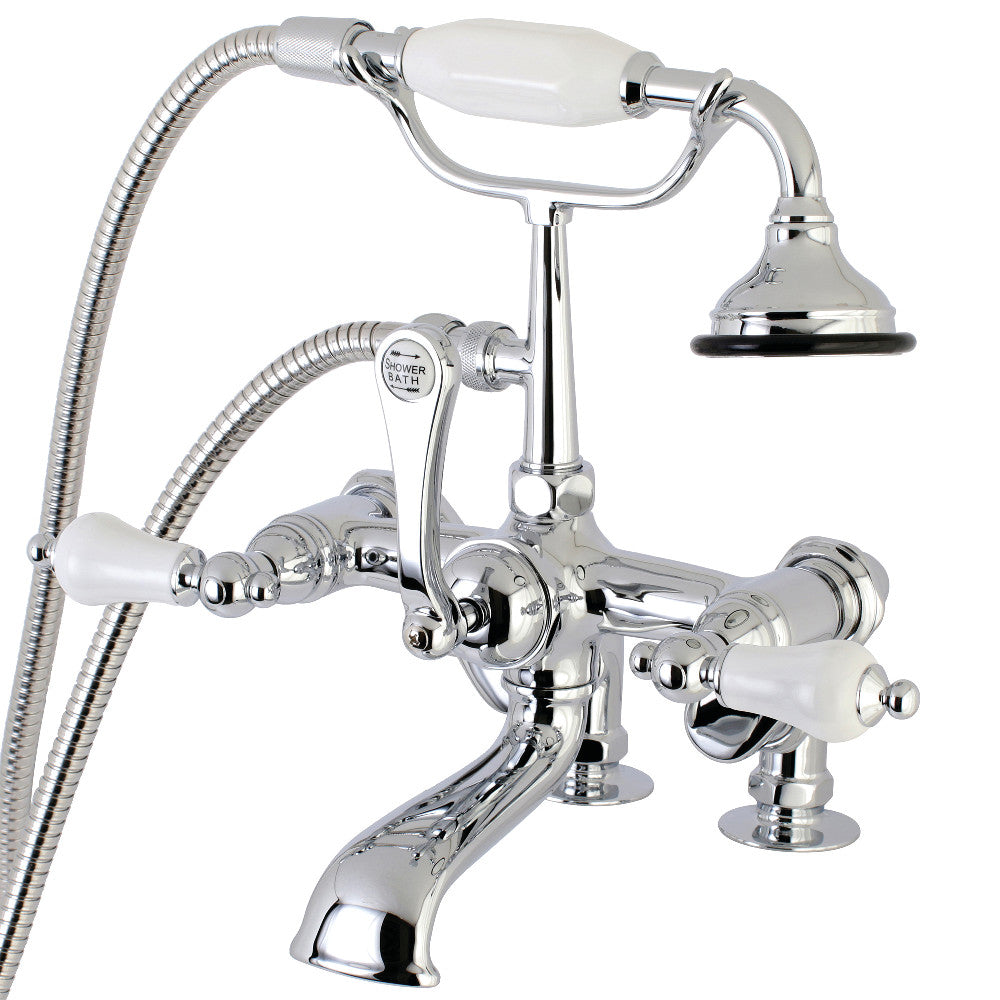 Kingston Brass AE656T1 Auqa Vintage 7-inch Adjustable Clawfoot Tub Faucet with Hand Shower, Polished Chrome - BNGBath