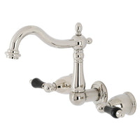 Thumbnail for Kingston Brass KS1256PKL Duchess Two-Handle Wall Mount Bathroom Faucet, Polished Nickel - BNGBath
