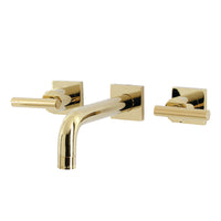 Thumbnail for Kingston Brass KS6122CML Manhattan Two-Handle Wall Mount Bathroom Faucet, Polished Brass - BNGBath