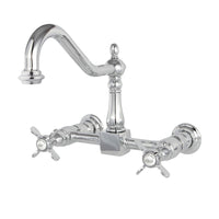 Thumbnail for Kingston Brass KS1241BEX Essex Wall Mount Bridge Kitchen Faucet, Polished Chrome - BNGBath