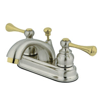 Thumbnail for Kingston Brass KB3609BL 4 in. Centerset Bathroom Faucet, Brushed Nickel/Polished Brass - BNGBath