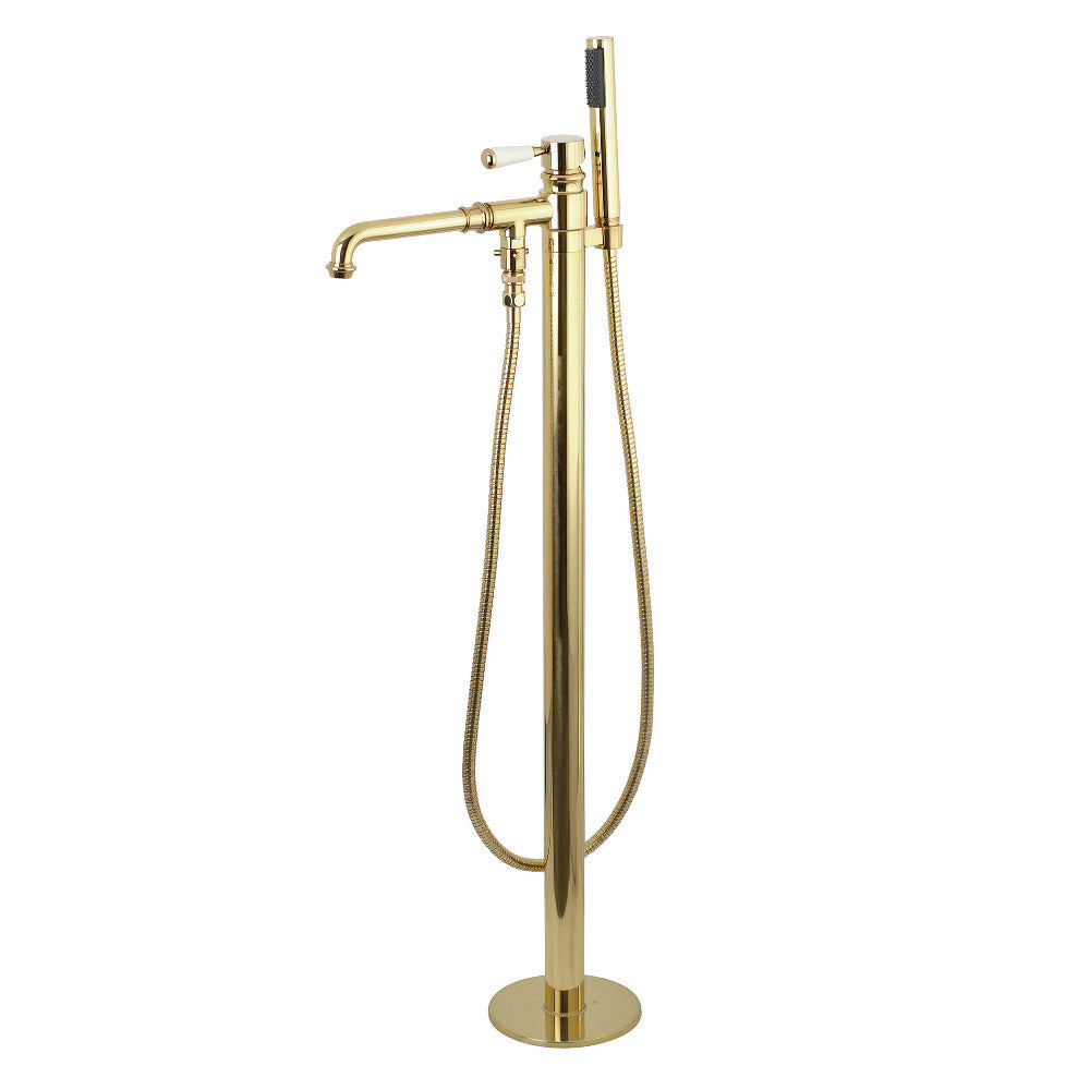 Kingston Brass KS7032DPL Paris Freestanding Tub Faucet with Hand Shower, Polished Brass - BNGBath