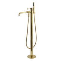 Thumbnail for Kingston Brass KS7032DPL Paris Freestanding Tub Faucet with Hand Shower, Polished Brass - BNGBath