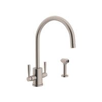 Thumbnail for Perrin & Rowe Holborn Single Hole C Spout Kitchen Faucet with Round Body and Sidespray - BNGBath