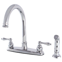 Thumbnail for Kingston Brass FB7791ALSP Victorian 8-Inch Centerset Kitchen Faucet with Sprayer, Polished Chrome - BNGBath
