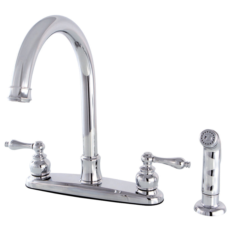 Kingston Brass FB7791ALSP Victorian 8-Inch Centerset Kitchen Faucet with Sprayer, Polished Chrome - BNGBath