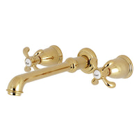 Thumbnail for Kingston Brass KS7022TX French Country 2-Handle Wall Mount Roman Tub Faucet, Polished Brass - BNGBath