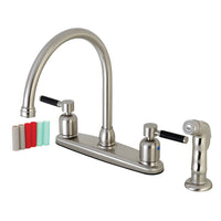 Thumbnail for Kingston Brass FB798DKLSP Kaiser 8-Inch Centerset Kitchen Faucet with Sprayer, Brushed Nickel - BNGBath