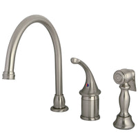 Thumbnail for Kingston Brass KB3818GLBS Widespread Kitchen Faucet, Brushed Nickel - BNGBath