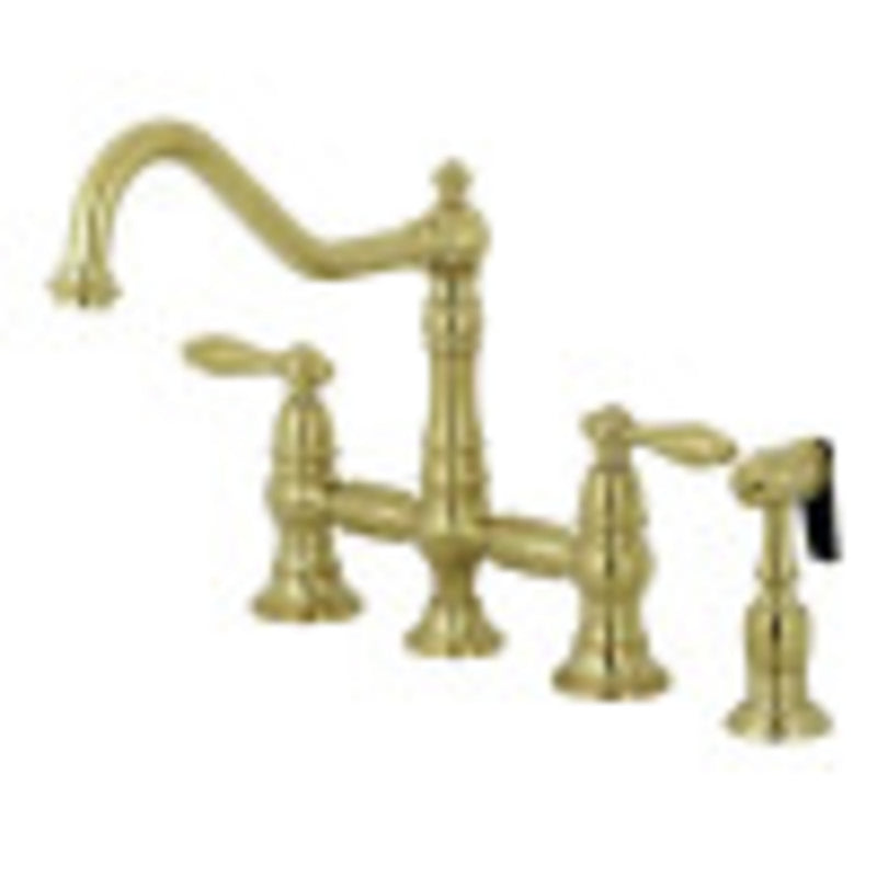 Kingston Brass KS3277ALBS Kitchen Faucet with Side Sprayer, Brushed Brass - BNGBath