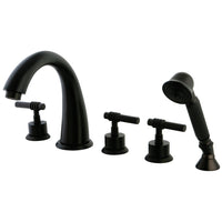 Thumbnail for Kingston Brass KS23655ML Manhattan Roman Tub Faucet with Hand Shower, Oil Rubbed Bronze - BNGBath