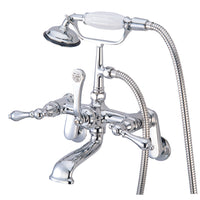 Thumbnail for Kingston Brass CC52T1 Vintage Wall Mount Clawfoot Tub Faucet with Hand Shower, Polished Chrome - BNGBath