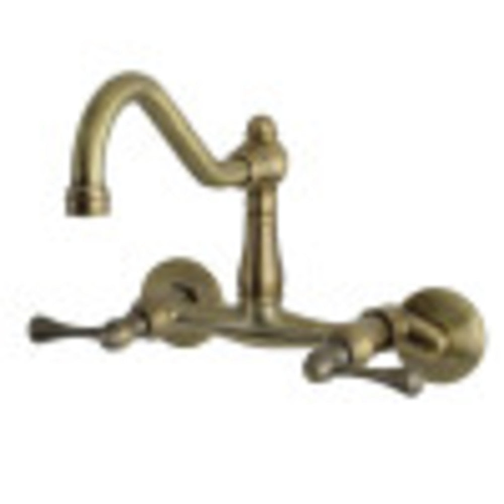 Kingston Brass KS3223BL Vintage 6" Adjustable Center Wall Mount Kitchen Faucet, Antique Brass - BNGBath