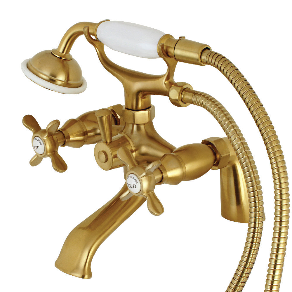 Kingston Brass KS287SB Essex Clawfoot Tub Faucet with Hand Shower, Brushed Brass - BNGBath