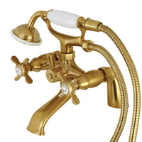 Thumbnail for Kingston Brass KS287SB Essex Clawfoot Tub Faucet with Hand Shower, Brushed Brass - BNGBath
