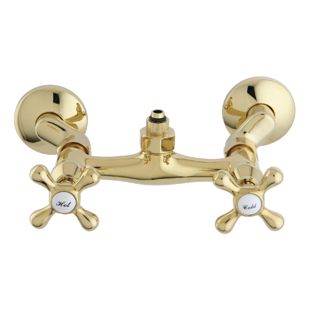 Kingston Brass CC2132 Wall Mount Tub Filler Faucet with Riser Adapter, Polished Brass - BNGBath
