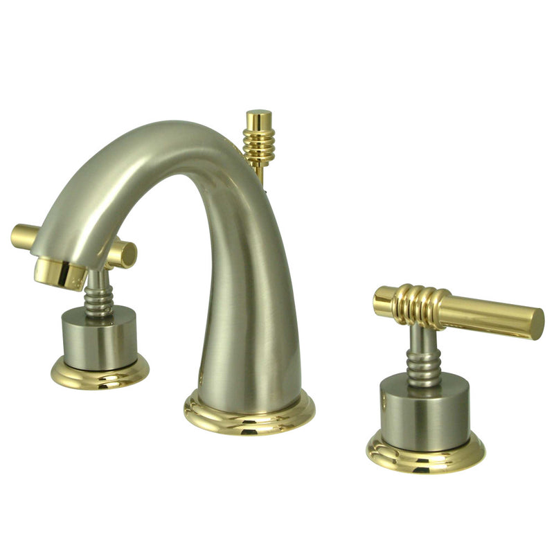 Kingston Brass KS2969ML 8 in. Widespread Bathroom Faucet, Brushed Nickel/Polished Brass - BNGBath