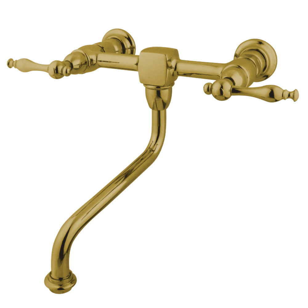 Kingston Brass KS1212NL Wall Mount Bathroom Faucet, Polished Brass - BNGBath