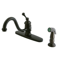 Thumbnail for Kingston Brass KB3575BLSP 8-Inch Centerset Kitchen Faucet, Oil Rubbed Bronze - BNGBath