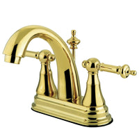 Thumbnail for Kingston Brass KS7612TL 4 in. Centerset Bathroom Faucet, Polished Brass - BNGBath