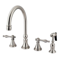 Thumbnail for Kingston Brass KS2798NLBS Widespread Kitchen Faucet, Brushed Nickel - BNGBath