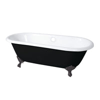Thumbnail for Aqua Eden VBTND663013NB5 66-Inch Cast Iron Double Ended Clawfoot Tub (No Faucet Drillings), Black/White/Oil Rubbed Bronze - BNGBath