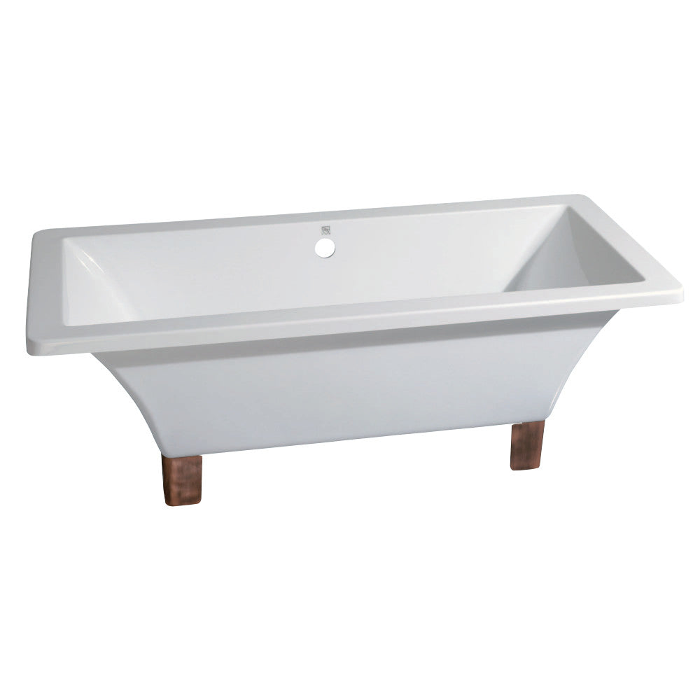 Aqua Eden VTSQ713218A6 71-Inch Acrylic Double Ended Clawfoot Tub (No Faucet Drillings), White/Naples Bronze - BNGBath