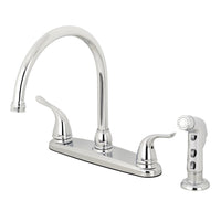 Thumbnail for Kingston Brass KB791YLSP Yosemite 8-Inch Centerset Kitchen Faucet with Sprayer, Polished Chrome - BNGBath