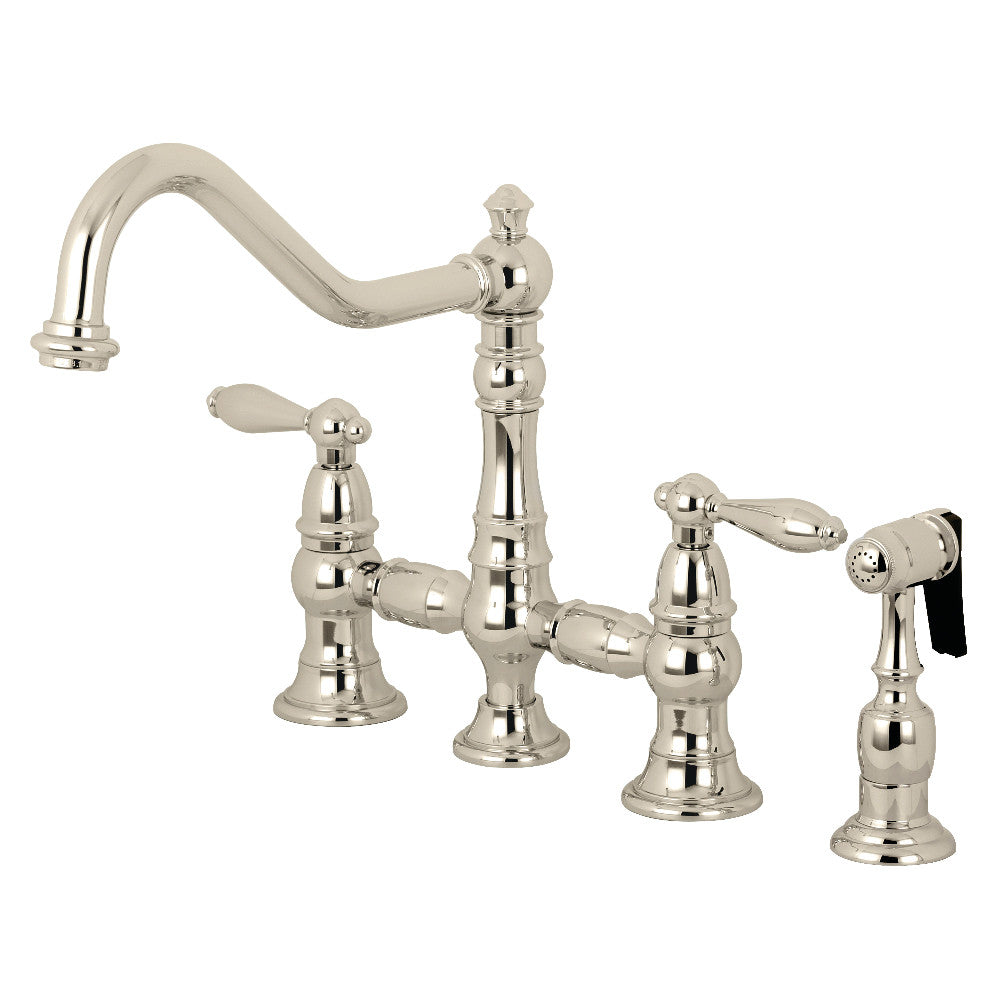 Kingston Brass KS3276ALBS Kitchen Faucet with Side Sprayer, Polished Nickel - BNGBath