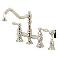 Thumbnail for Kingston Brass KS3276ALBS Kitchen Faucet with Side Sprayer, Polished Nickel - BNGBath