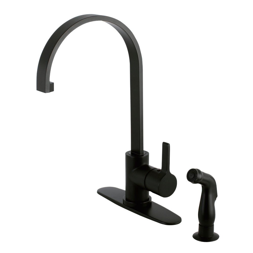 Gourmetier LS8710CTLSP Continental Single-Handle Kitchen Faucet with Side Sprayer, Matte Black - BNGBath