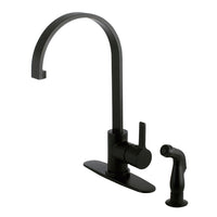 Thumbnail for Gourmetier LS8710CTLSP Continental Single-Handle Kitchen Faucet with Side Sprayer, Matte Black - BNGBath