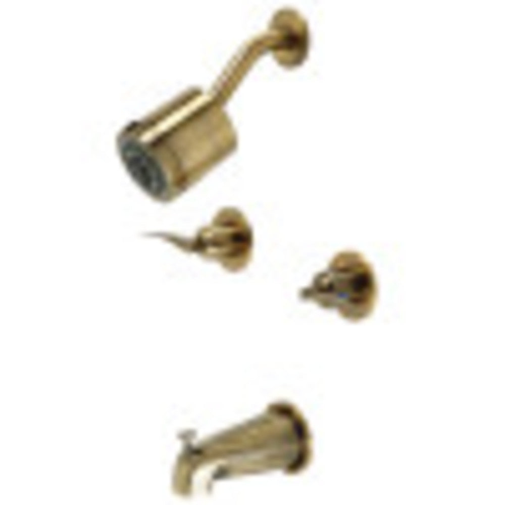 Kingston Brass KBX8143EFL Centurion Two-Handle Tub and Shower Faucet, Antique Brass - BNGBath