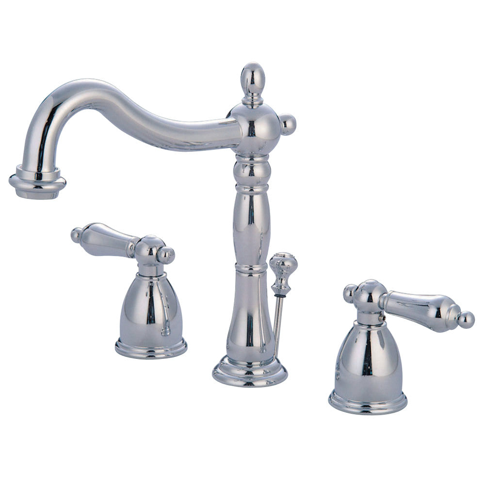 Kingston Brass KB1971AL Heritage Widespread Bathroom Faucet with Plastic Pop-Up, Polished Chrome - BNGBath