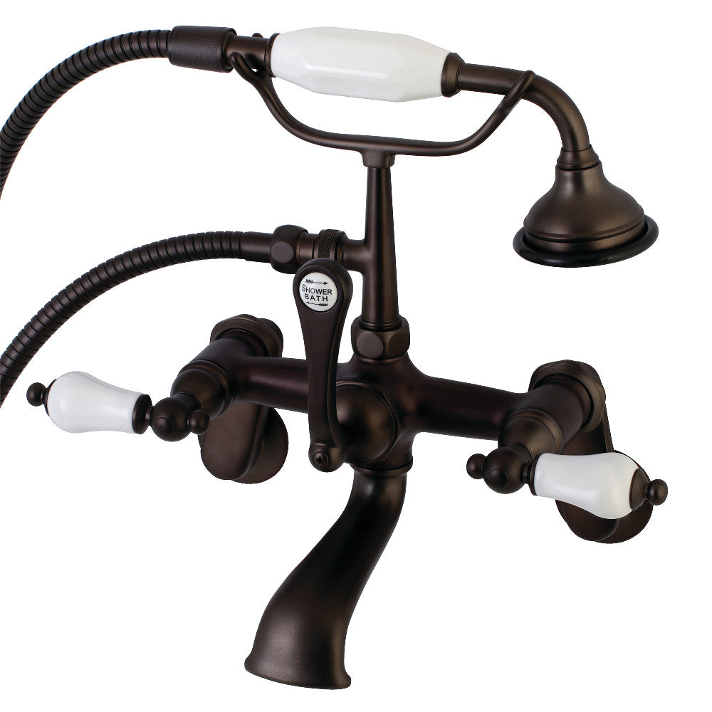 Kingston Brass AE55T5 Aqua Vintage Wall Mount Tub Faucet with Hand Shower, Oil Rubbed Bronze - BNGBath