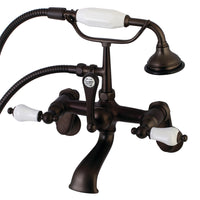 Thumbnail for Kingston Brass AE55T5 Aqua Vintage Wall Mount Tub Faucet with Hand Shower, Oil Rubbed Bronze - BNGBath