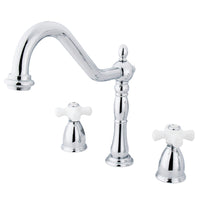 Thumbnail for Kingston Brass KB1791PXLS Widespread Kitchen Faucet, Polished Chrome - BNGBath