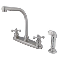 Thumbnail for Kingston Brass KB718AXSP Victorian Centerset Kitchen Faucet, Brushed Nickel - BNGBath