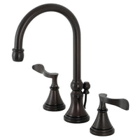 Thumbnail for Kingston Brass KS2985CFL Century Widespread Bathroom Faucet with Brass Pop-Up, Oil Rubbed Bronze - BNGBath