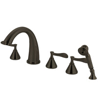 Thumbnail for Kingston Brass KS23655CFL Century Roman Tub Faucet with Hand Shower, Oil Rubbed Bronze - BNGBath