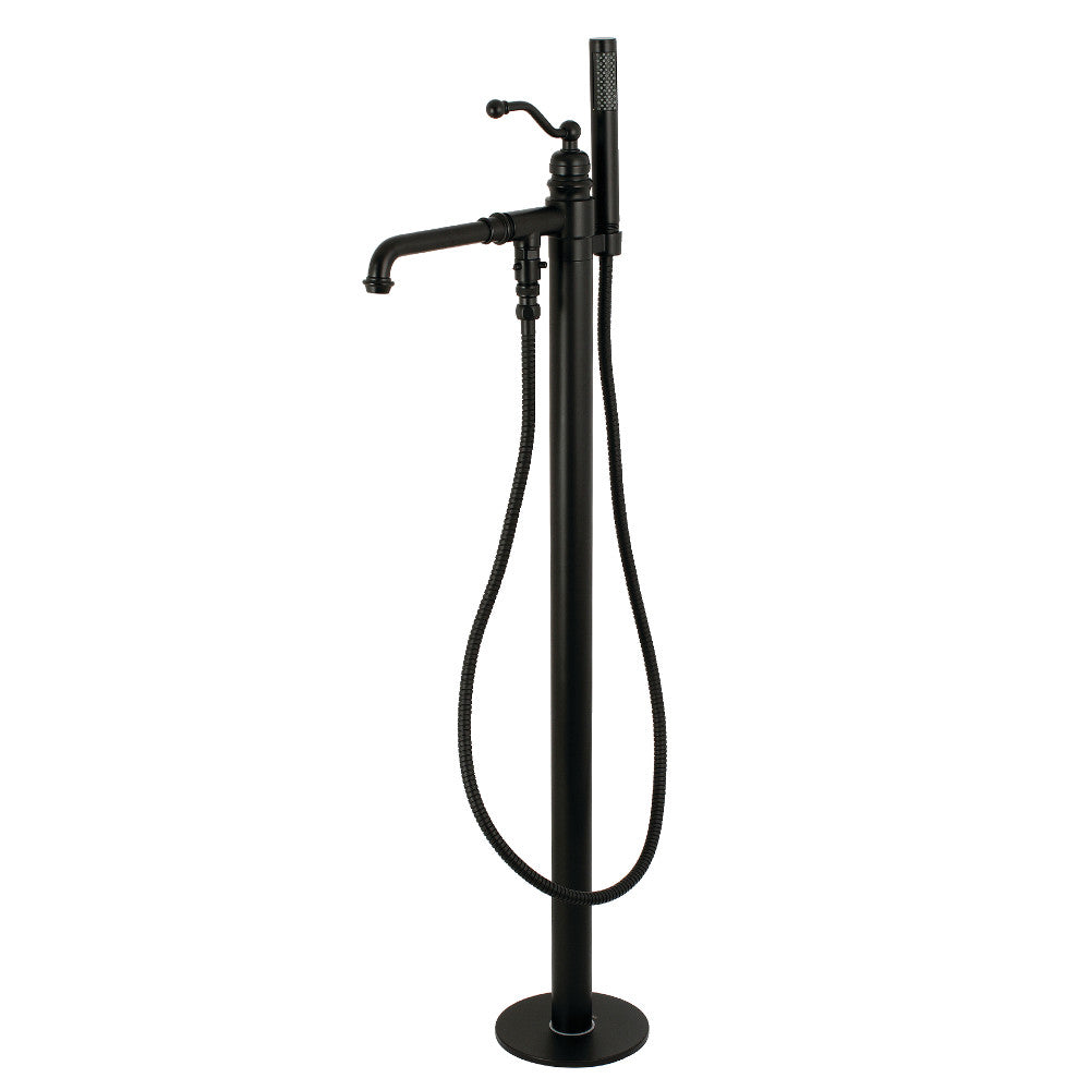 Kingston Brass KS7030ABL English Country Freestanding Tub Faucet with Hand Shower, Matte Black - BNGBath