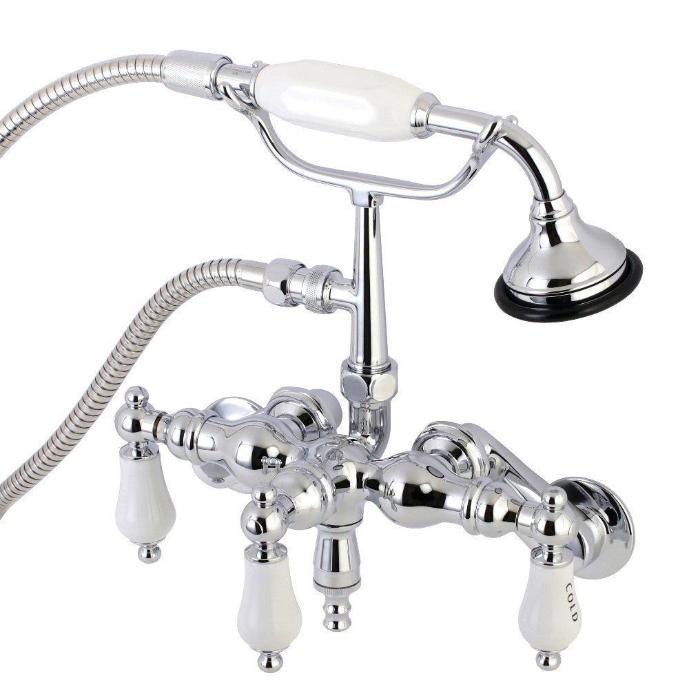 Kingston Brass AE424T1 Aqua Vintage 3-3/8 Inch Adjustable Wall Mount Clawfoot Tub Faucet with Hand Shower, Polished Chrome - BNGBath