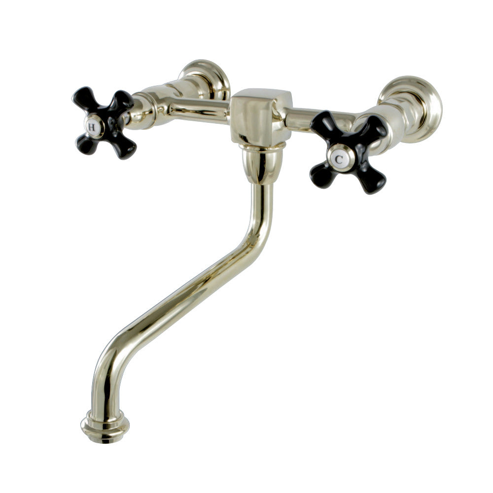 Kingston Brass KS1212PKX Duchess Wall Mount Bathroom Faucet, Polished Brass - BNGBath