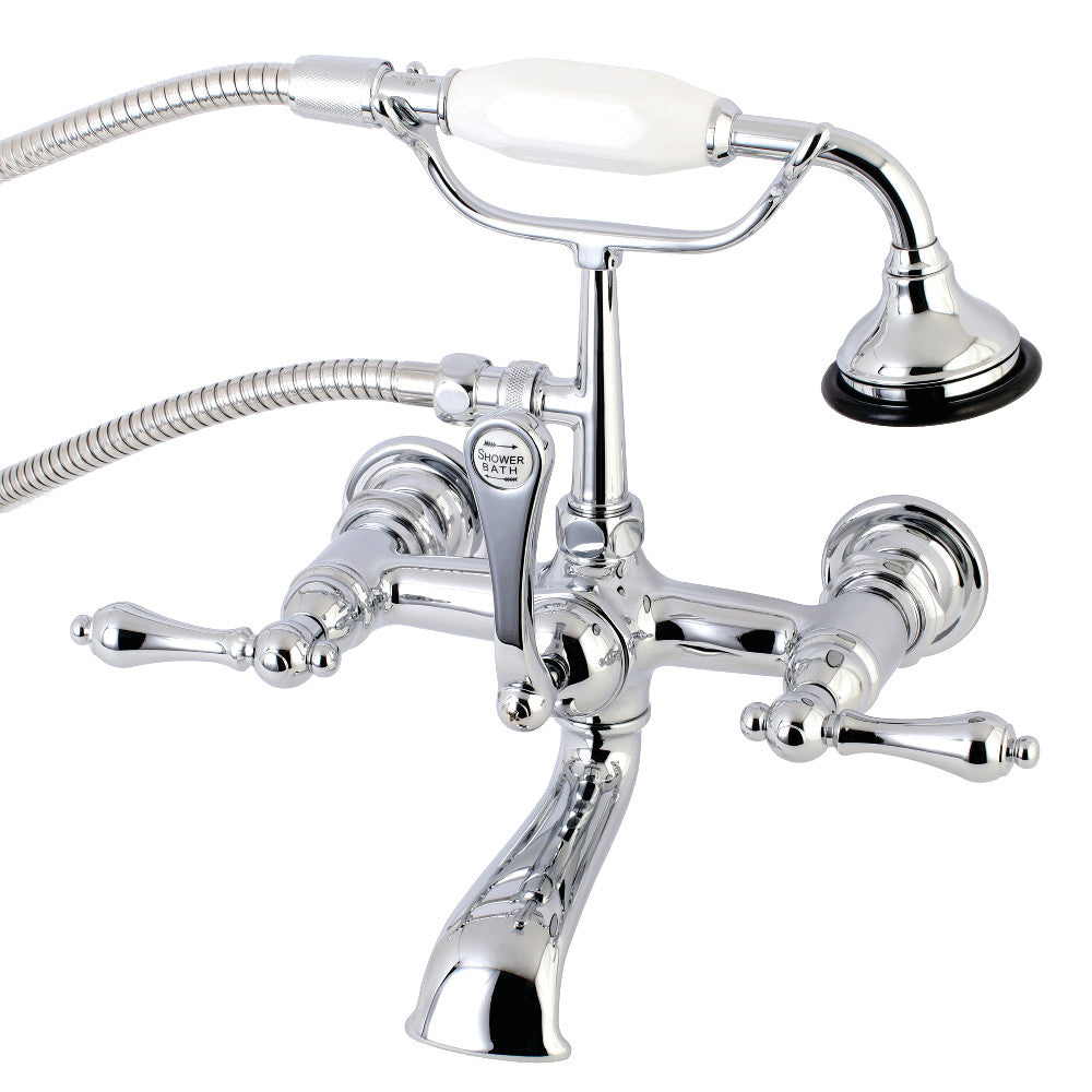 Kingston Brass AE552T1 Aqua Vintage 7-Inch Wall Mount Tub Faucet with Hand Shower, Polished Chrome - BNGBath