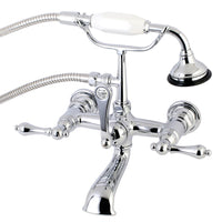 Thumbnail for Kingston Brass AE552T1 Aqua Vintage 7-Inch Wall Mount Tub Faucet with Hand Shower, Polished Chrome - BNGBath